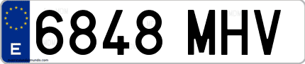Ejemplo de matrícula de coche ordinaria 6848 MHV