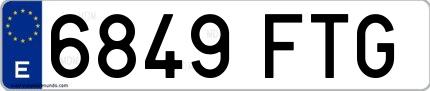Ejemplo de matrícula española 6849 FTG