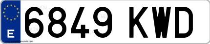 Ejemplo de matrícula española 6849 KWD