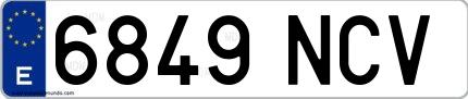 Ejemplo de matrícula española 6849 NCV