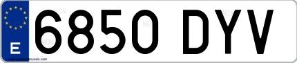 Ejemplo de matrícula española 6850 DYV