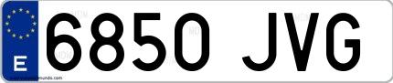 Ejemplo de matrícula española 6850 JVG