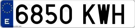 Ejemplo de matrícula española 6850 KWH