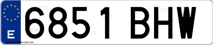 Ejemplo de matrícula de coche ordinaria 6851 BHW