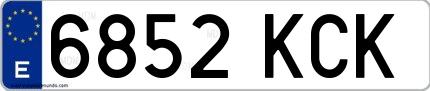 Ejemplo de matrícula española 6852 KCK