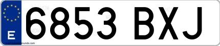 Ejemplo de matrícula española 6853 BXJ