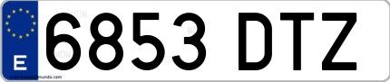 Ejemplo de matrícula española 6853 DTZ