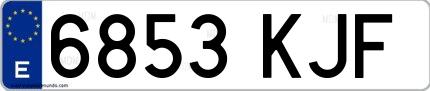 Ejemplo de matrícula española 6853 KJF