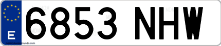 Ejemplo de matrícula de coche ordinaria 6853 NHW