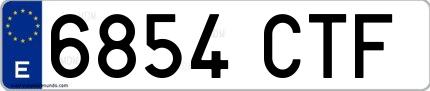 Ejemplo de matrícula española 6854 CTF