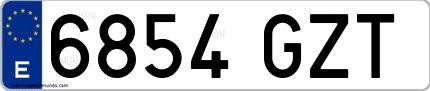 Ejemplo de matrícula española 6854 GZT