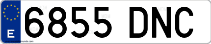Ejemplo de matrícula de coche ordinaria 6855 DNC