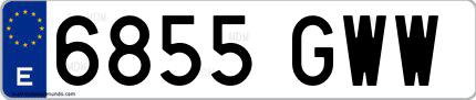 Ejemplo de matrícula española 6855 GWW