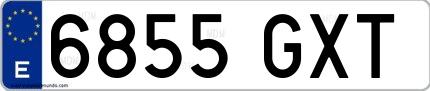 Ejemplo de matrícula española 6855 GXT
