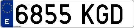 Ejemplo de matrícula española 6855 KGD