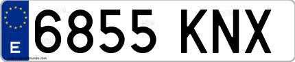 Ejemplo de matrícula de coche ordinaria 6855 KNX