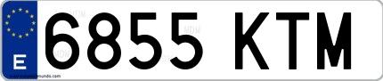 Ejemplo de matrícula española 6855 KTM