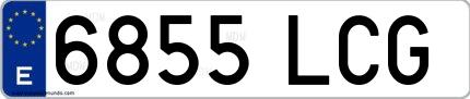 Ejemplo de matrícula española 6855 LCG