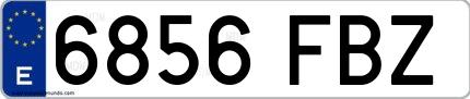 Ejemplo de matrícula española 6856 FBZ