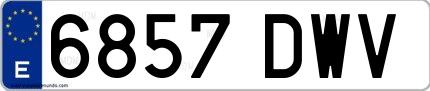 Ejemplo de matrícula española 6857 DWV