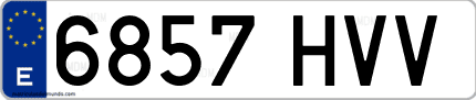Ejemplo de matrícula de coche ordinaria 6857 HVV