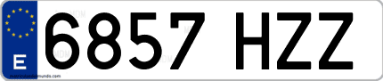 Ejemplo de matrícula de coche ordinaria 6857 HZZ