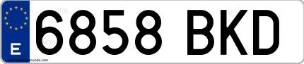 Ejemplo de matrícula española 6858 BKD