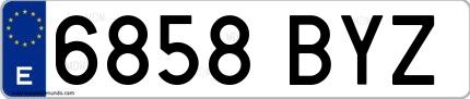 Ejemplo de matrícula española 6858 BYZ