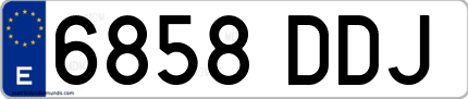 Ejemplo de matrícula de coche ordinaria 6858 DDJ