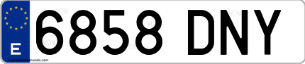 Ejemplo de matrícula de coche ordinaria 6858 DNY