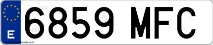 Ejemplo de matrícula española 6859 MFC