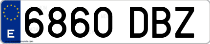 Ejemplo de matrícula de coche ordinaria 6860 DBZ