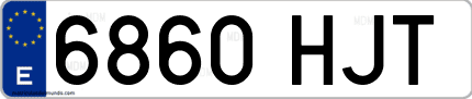 Ejemplo de matrícula de coche ordinaria 6860 HJT