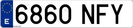 Ejemplo de matrícula española 6860 NFY