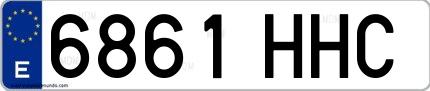 Ejemplo de matrícula de coche ordinaria 6861 HHC