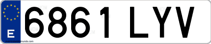 Ejemplo de matrícula de coche ordinaria 6861 LYV