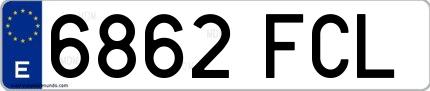Ejemplo de matrícula española 6862 FCL