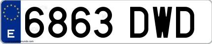 Ejemplo de matrícula española 6863 DWD