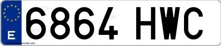 Ejemplo de matrícula española 6864 HWC