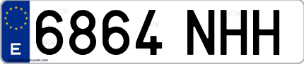 Ejemplo de matrícula de coche ordinaria 6864 NHH