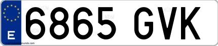 Ejemplo de matrícula española 6865 GVK