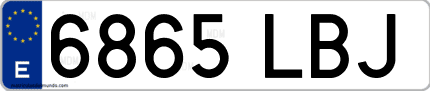 Ejemplo de matrícula de coche ordinaria 6865 LBJ