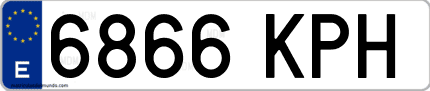 Ejemplo de matrícula de coche ordinaria 6866 KPH