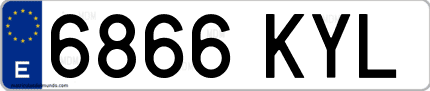 Ejemplo de matrícula de coche ordinaria 6866 KYL