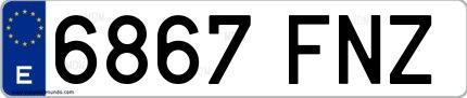 Ejemplo de matrícula española 6867 FNZ