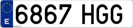 Ejemplo de matrícula de coche ordinaria 6867 HGG