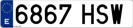 Ejemplo de matrícula española 6867 HSW