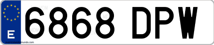 Ejemplo de matrícula de coche ordinaria 6868 DPW