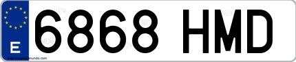Ejemplo de matrícula española 6868 HMD