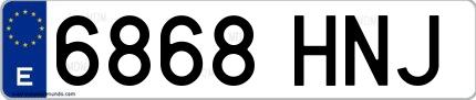 Ejemplo de matrícula española 6868 HNJ